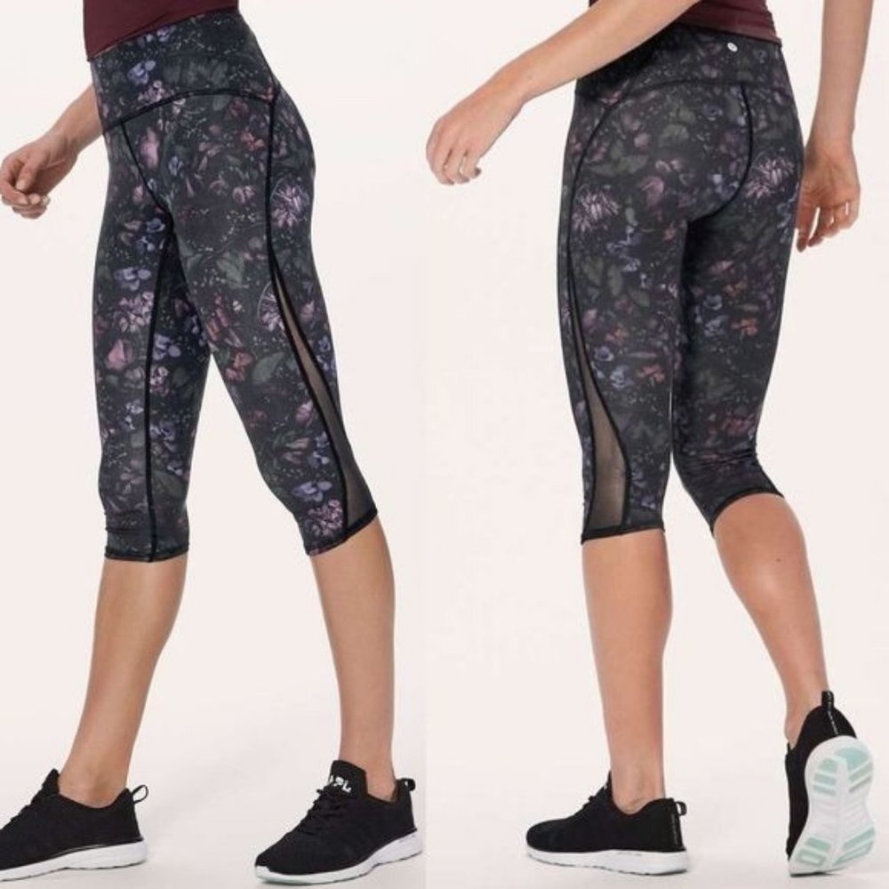 Lululemon Size 2 Train Times Crop 17" Leggings Frozen Flourish Dark Floral